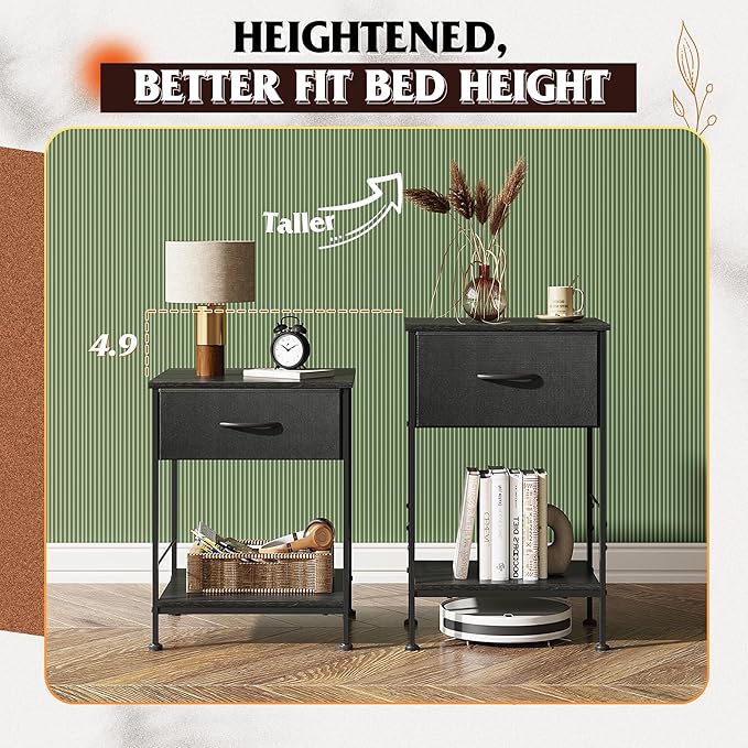 WLIVE Night Stand Set 2, Nightstand Set of 2 - Image 8