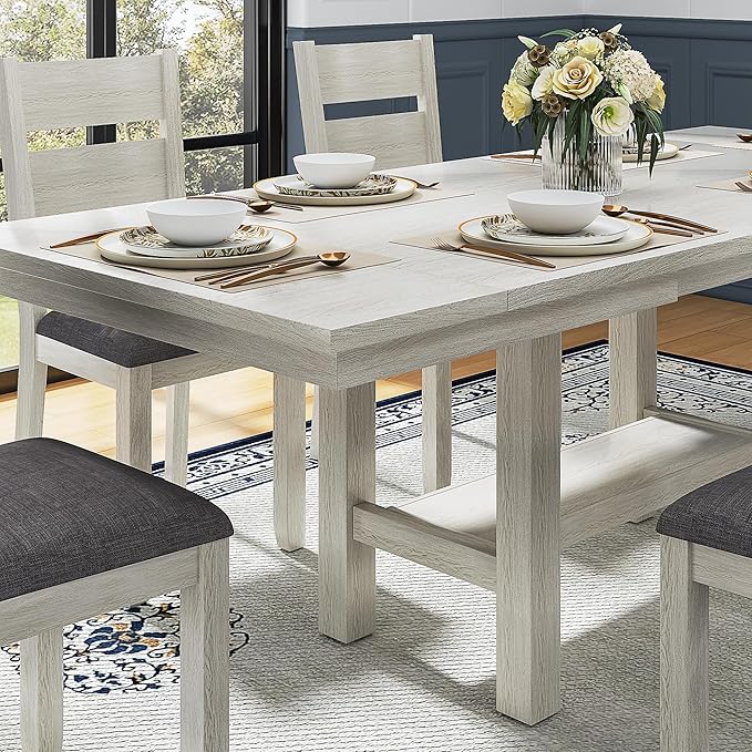 6-Piece Solid Wood Dining Table Set - Image 4