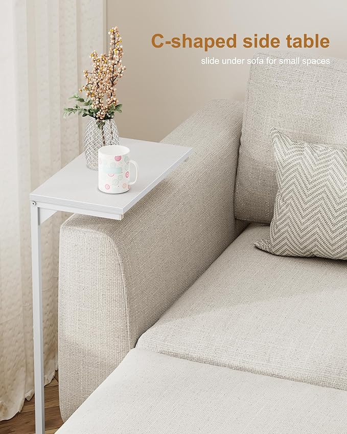 TUTOTAK C Shaped End Table, Small Side Table, 28.7 inch Tall Couch Table - Image 4