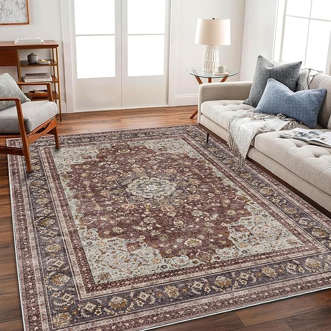 Area Rug 6'x9' Washable Vintage Traditional Floor Cover Thin Retro Kitchen by CHAMPLANT