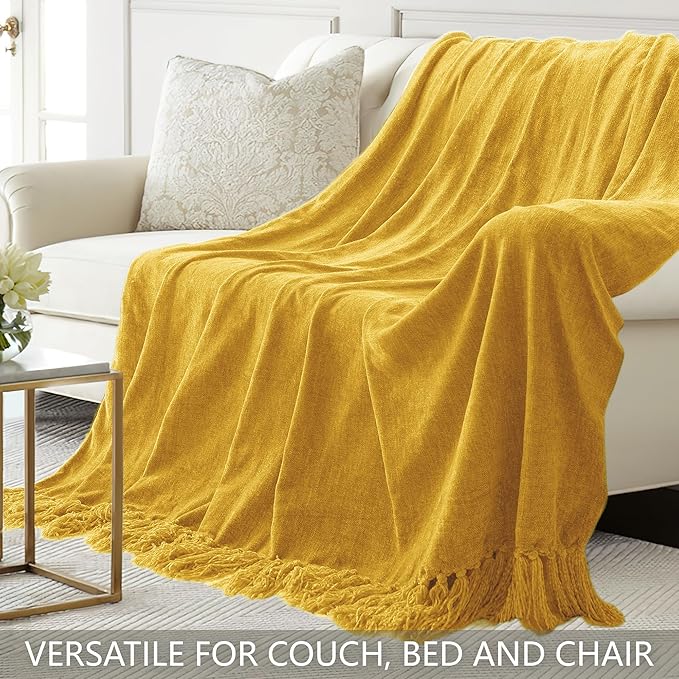 Chenille Throw Blanket for Couch 50"X 60", Soft Cozy Throws - Image 4