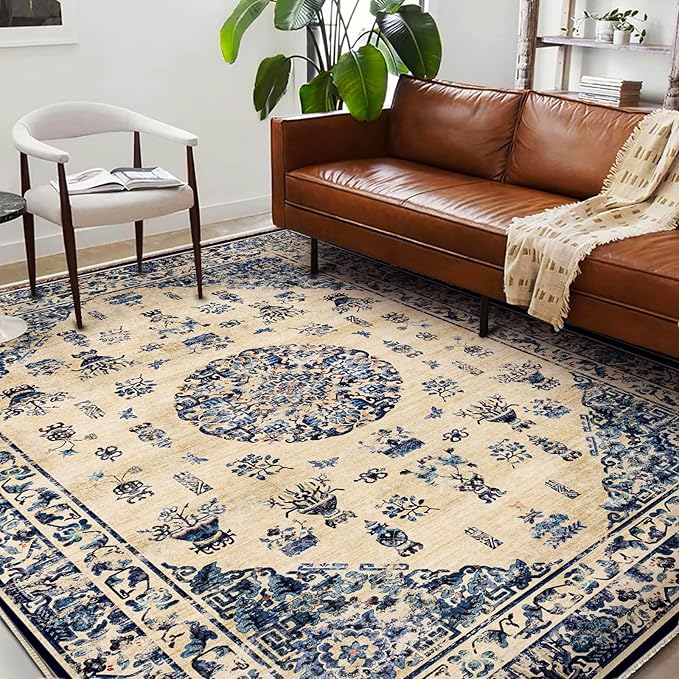 Area Rug 6'x9' Washable Vintage Traditional Floor Cover Thin Retro Kitchen - Image 3