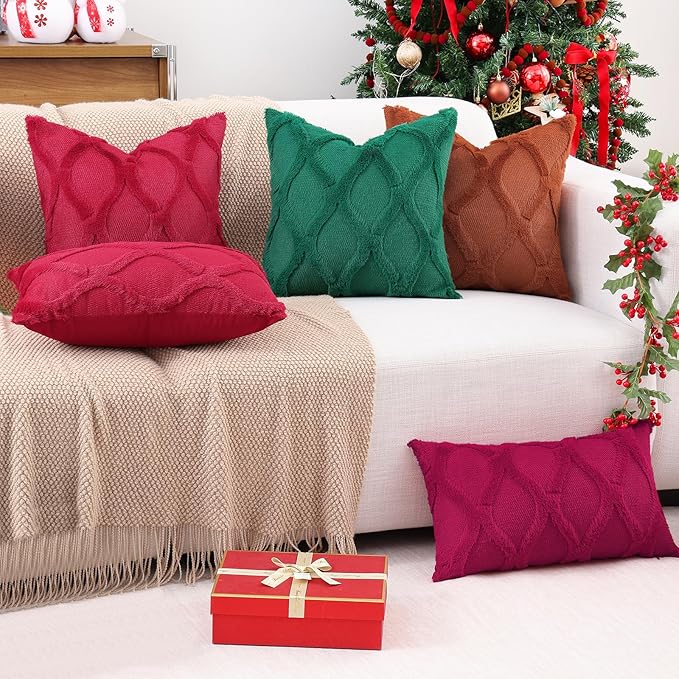 decorUhome Throw Pillow Covers 26x26 Inch Set of 2, Soft Plush Faux Fur Wool - Image 6