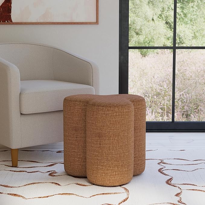 HomePop Upholstered Clover Shaped Ottoman Home Décor|Foot Rest Ottoman - Image 2