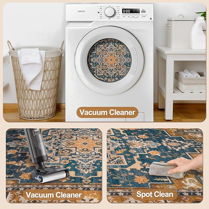 Tangsoo 4x6 Washable Rug Vintage Non Slip Indoor, Distressed Carpet - Image 3