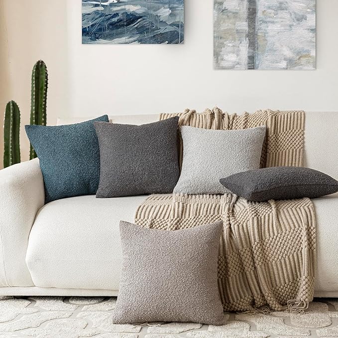 Foindtower Set of 2, Decorative Textured Boucle Throw Pillow Covers Accent - Image 7