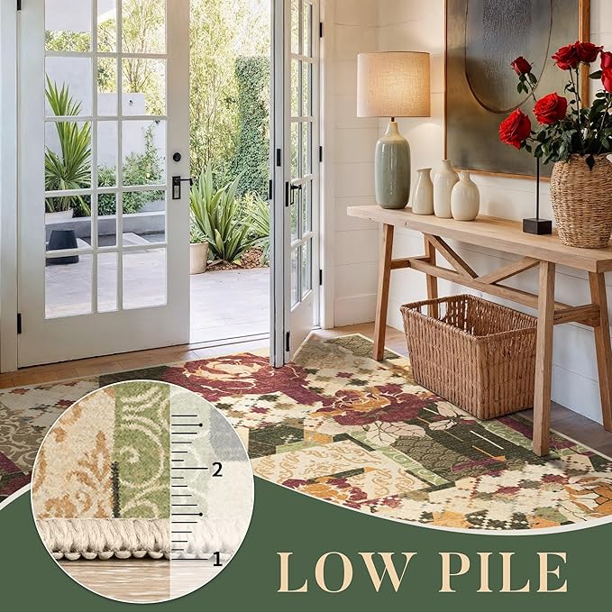 GENIMO 5X7 Floral Area Rugs for Living Room, Machine Washable Non Slip Vintage - Image 7