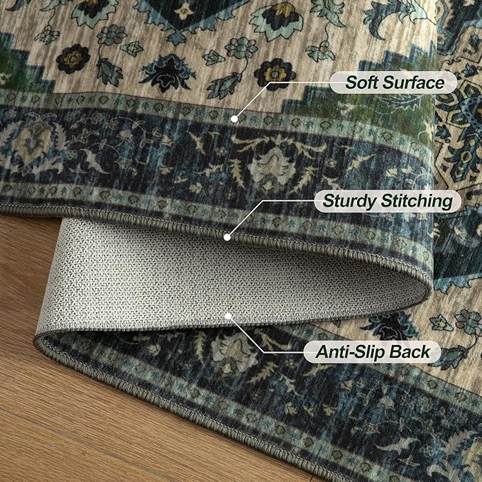 Tangsoo 2x3 Rugs for Entryway, Vintage Washable Non Slip Small Area Rug - Image 7