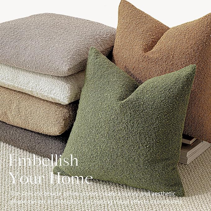 Foindtower Set of 2, Decorative Textured Boucle Throw Pillow Covers Accent - Image 5