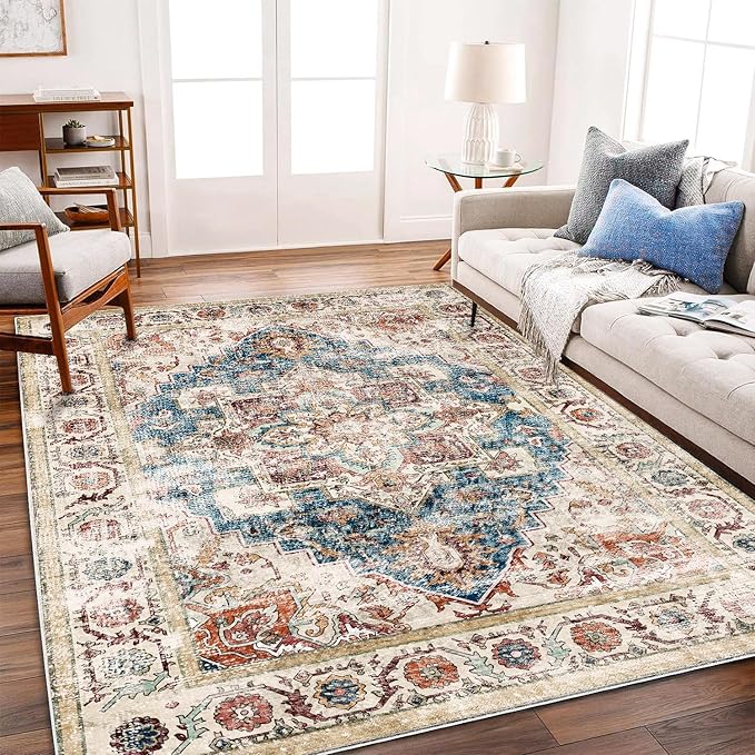 Retro Washable Area Rug 3'x5' Washable Living Room Boho Chic Medallion - Image 2