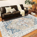 Washable Vintage Area Rug 6x9 Boho Chic Medallion Distressed Design by CHAMPLANT