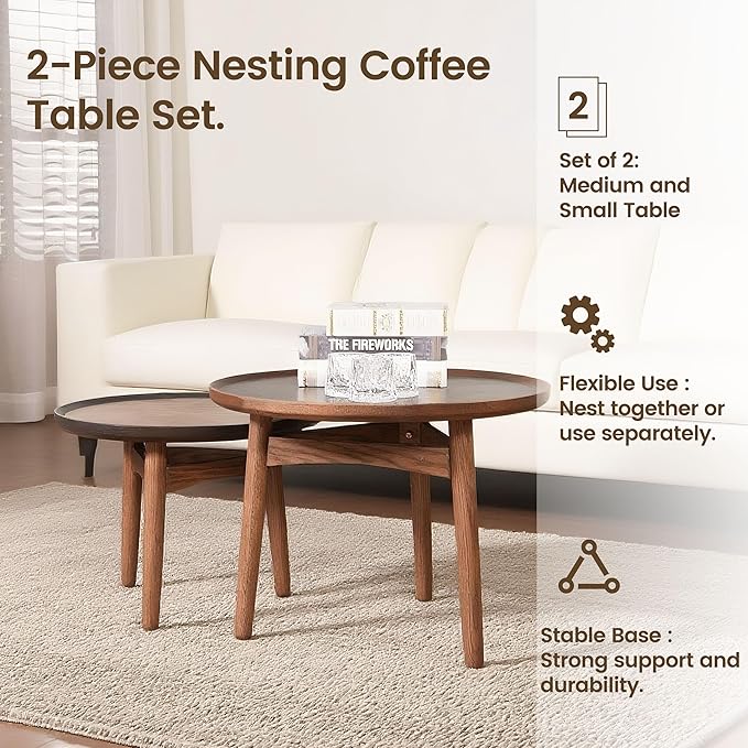 CONSDAN 20 Round Side Table, Solid Oak Frame & Veneer Top, USA Grown Hardwood - Image 4