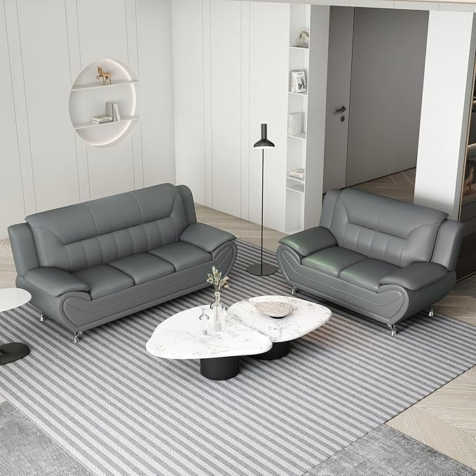 Container Furniture Direct Michael Modern Faux Leather Upholstered Stainless - Image 13
