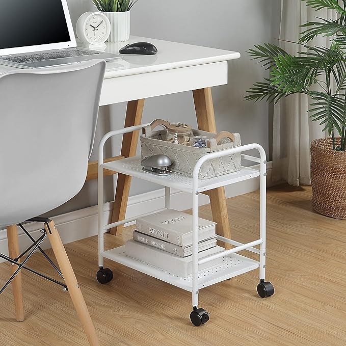 SunnyPoint 2-Tier Metal Rolling Utility Cart – Mobile Storage Shelf - Image 3