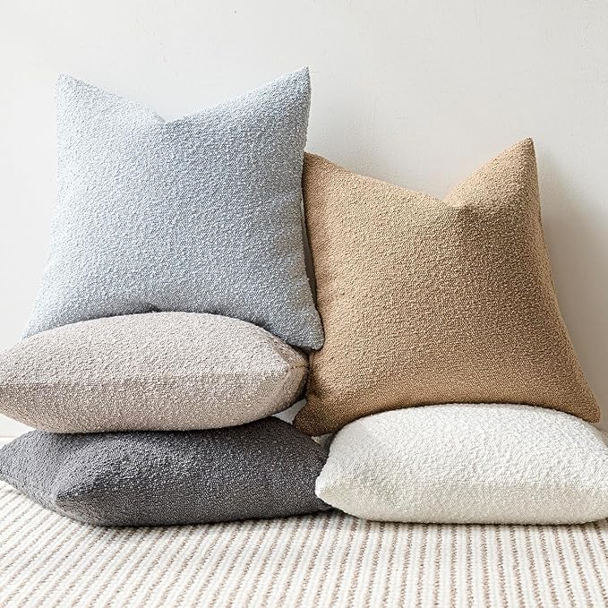 Foindtower Pack of 2 Modern Textured Boucle Lumber Throw Pillow Covers Accent - Image 6