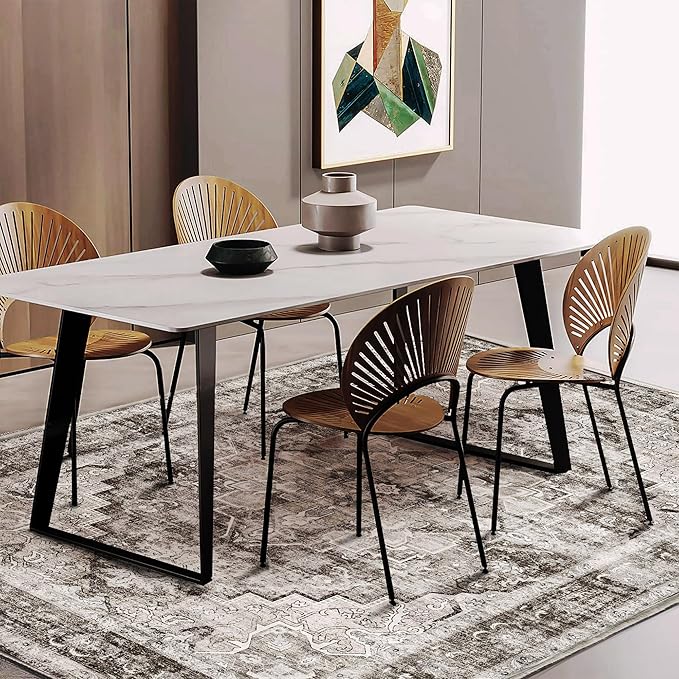 Area Rug 5'x7' Deep Khaki Washable Vintage Traditional Floor Cover Thin Retro - Image 3
