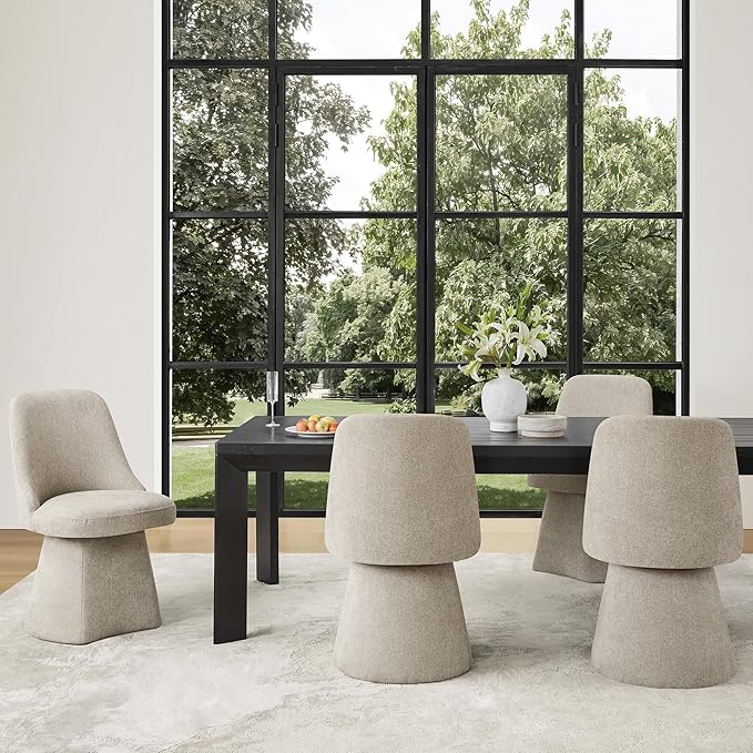 Swivel Dining Chair Mid Century Modern DeskChair High Back Upholstered Linen - Image 2