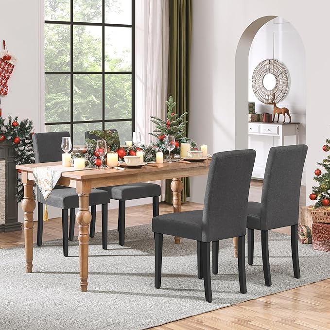 Yaheetech Dining Chairs Set of 6 Fabric Upholstered Parson Kitchen Chairs - Image 8