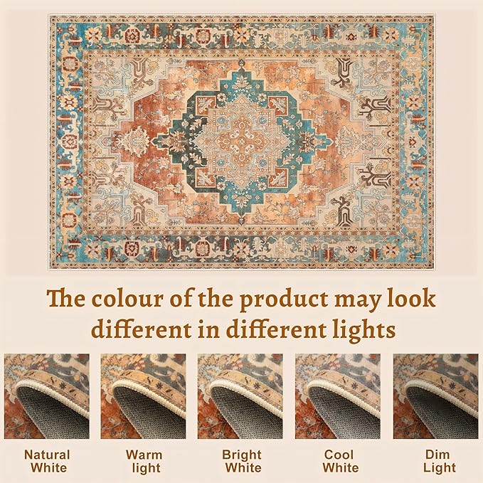2x6 Washable Runner Rug for Hallways, Non Slip Vintage Rug, Soft Low Pile Long - Image 3