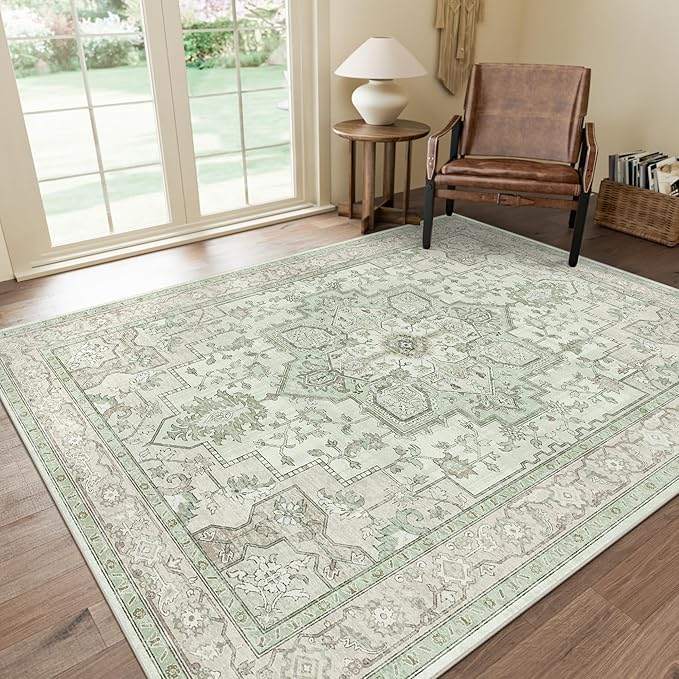 GENIMO 10x12 Area Rugs for Living Room, Machine Washable Non Slip Vintage Rugs by GENIMO