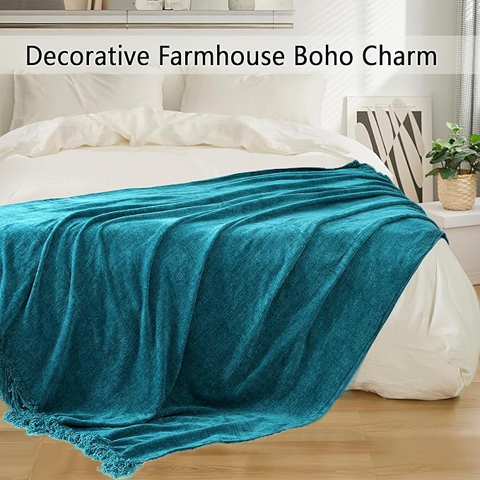 Chenille Throw Blanket for Couch 50"X 60", Soft Cozy Throws - Image 5