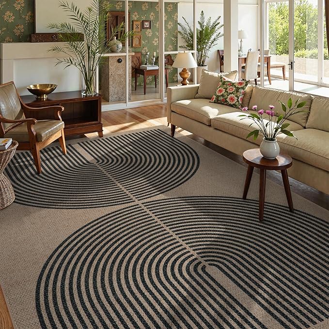 Lahome Modern Rainbow Easy Jute Carpet, 8x10 Living Room Rugs Indoor Outdoor by Lahome