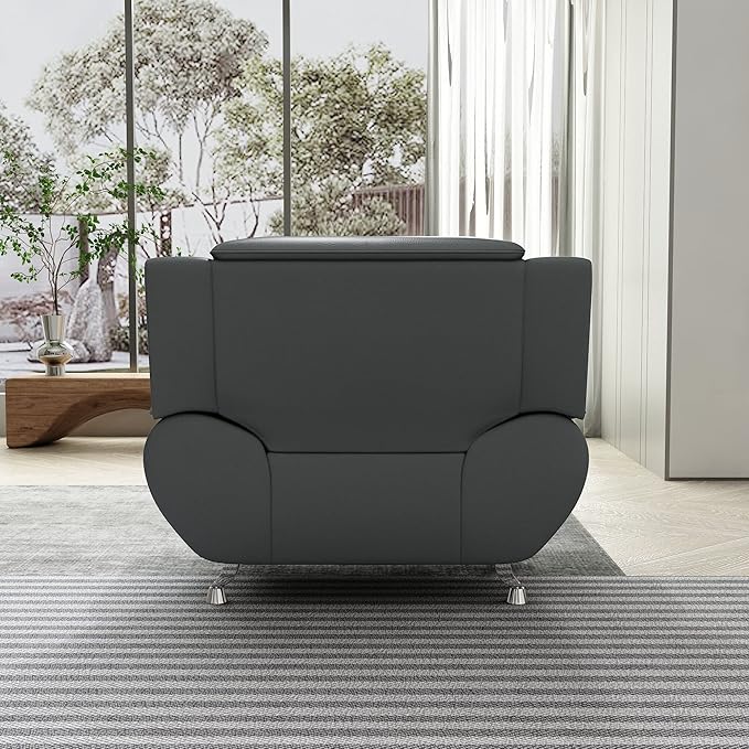 Container Furniture Direct Michael Modern Faux Leather Upholstered Stainless - Image 6