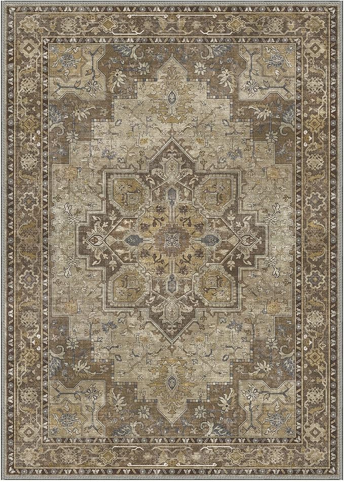 GENIMO 9x12 Area Rugs for Living Room, Machine Washable Non Slip Vintage Rugs - Image 7