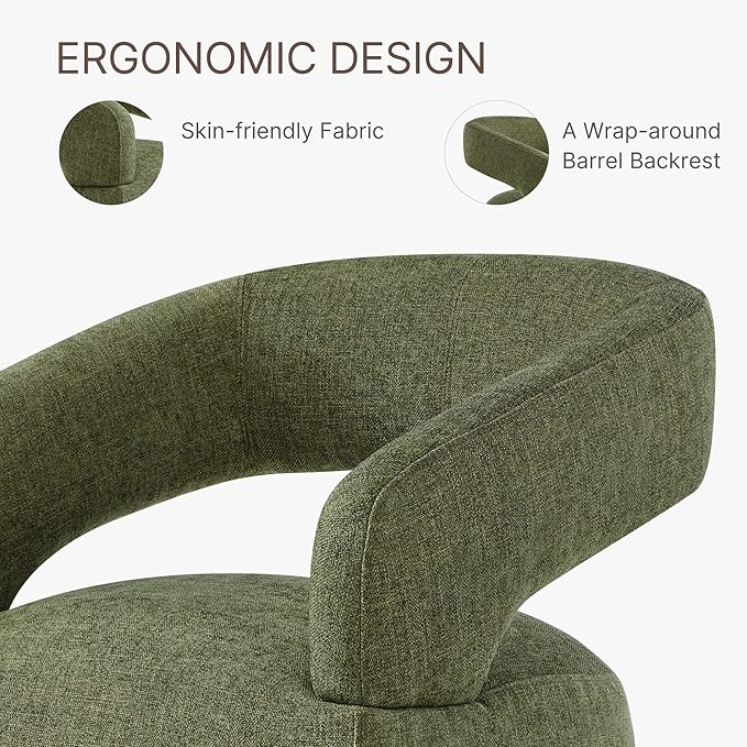 Upholstered Dining Chairs with Removable Casters Barrel Side Armchair with - Image 7