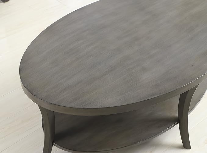 Roundhill Furniture Perth Contemporary Oval Shelf Coffee Table - Image 4