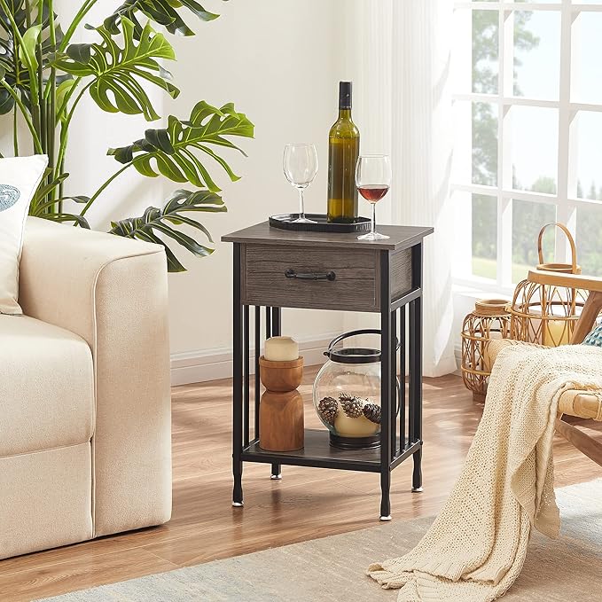 VECELO Nightstands Set of 2, Industrial Side Table/End Tables - Image 5