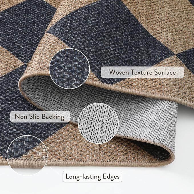 Lahome Checkered Easy Jute Washable Rug, 5x7 Area Rugs - Image 4