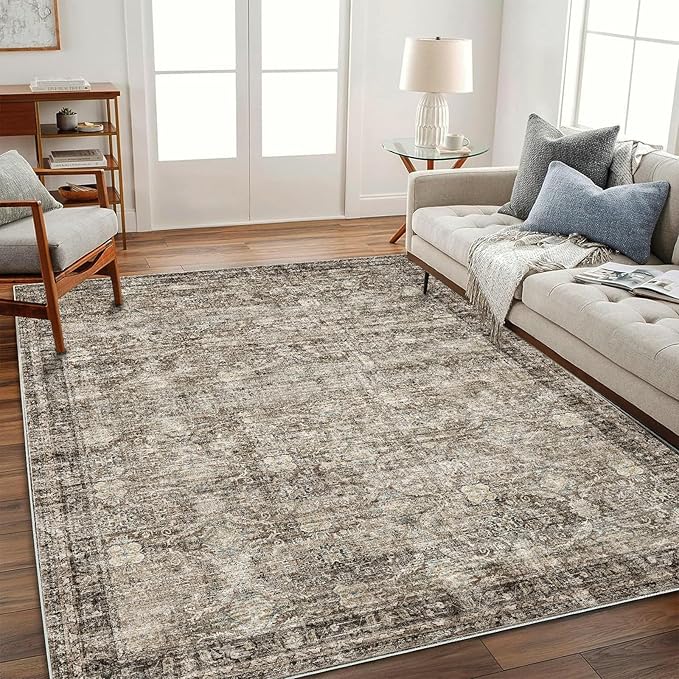 Washable Area Rug 10'x14' Boho Design Non-Shedding Easy Care Ideal - Image 3