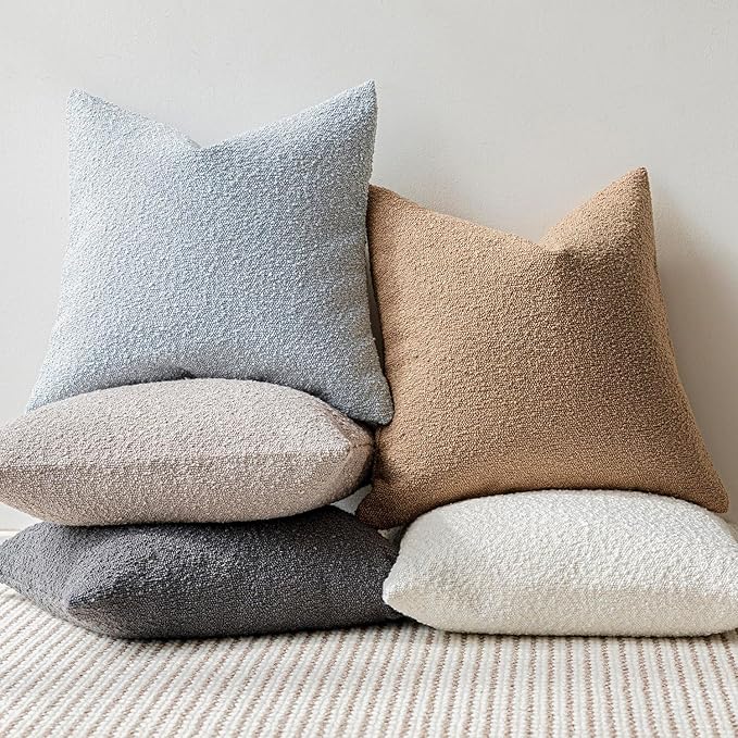 Foindtower Pack of 2 Textured Boucle Throw Pillow Covers Accent Solid Lumbar - Image 6
