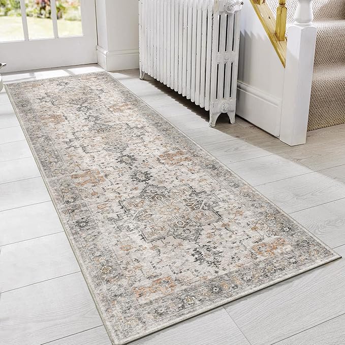 GENIMO Runner Rug 2'6''x8, Non Slip Vintage Hallway Runner Rugs, Low Pile by GENIMO