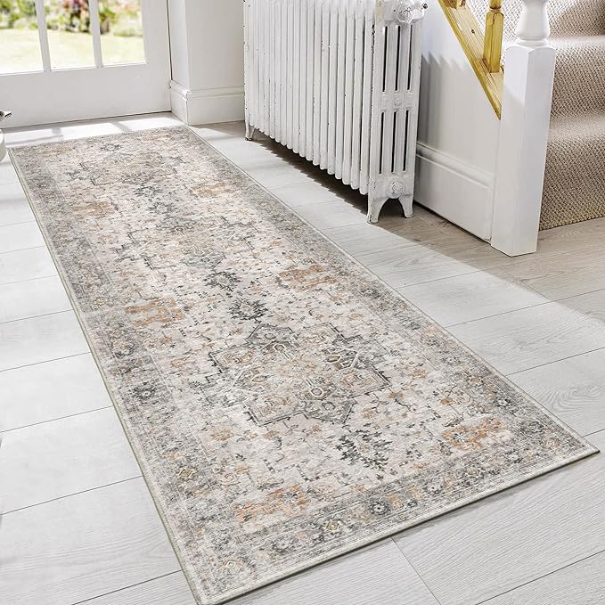GENIMO Runner Rug 3x8, Non Slip Vintage Hallway Runner Rugs, Low Pile by GENIMO
