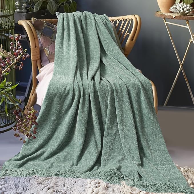 Chenille Throw Blanket for Couch 60"X 80" Twin, Soft Cozy Throws - Image 8