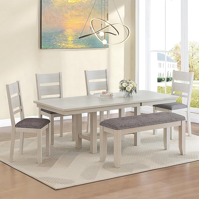 6-Piece Solid Wood Dining Table Set by Peatuk