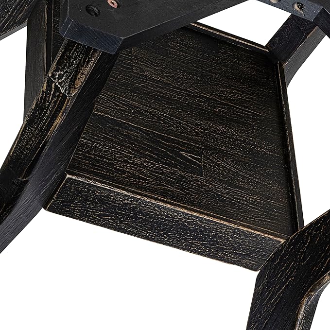 F58-11-TP - Kitchen Table with Acacia Wood Round Tabletop, Sand Blasted Black - Image 11