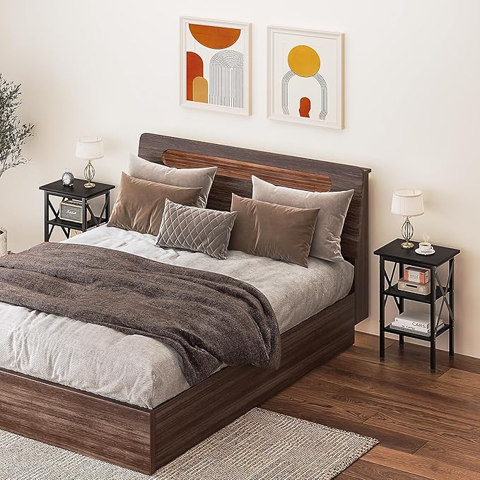 VECELO End Table, Bedside Table, X-Design Reinforced Nightstands, Side Table - Image 5