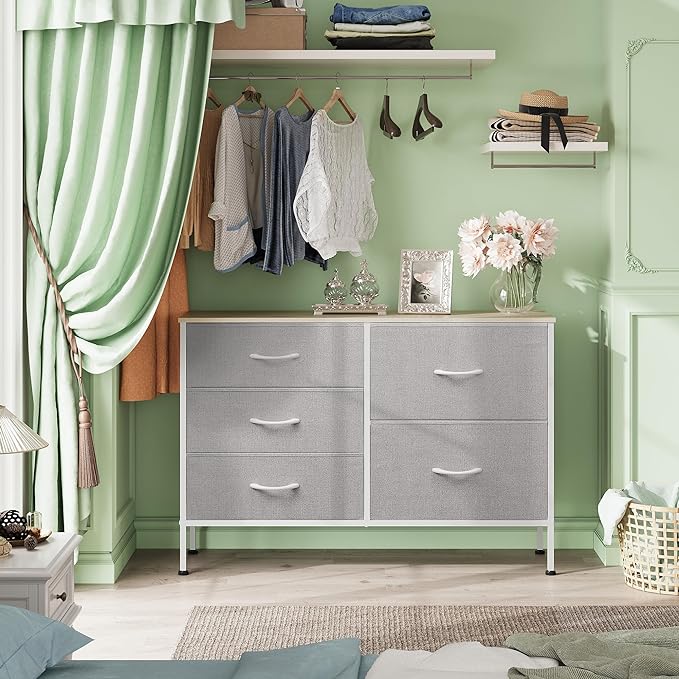 WLIVE Dresser for Bedroom with 5 Drawers, Wide Bedroom Dressers with Drawer - Image 4