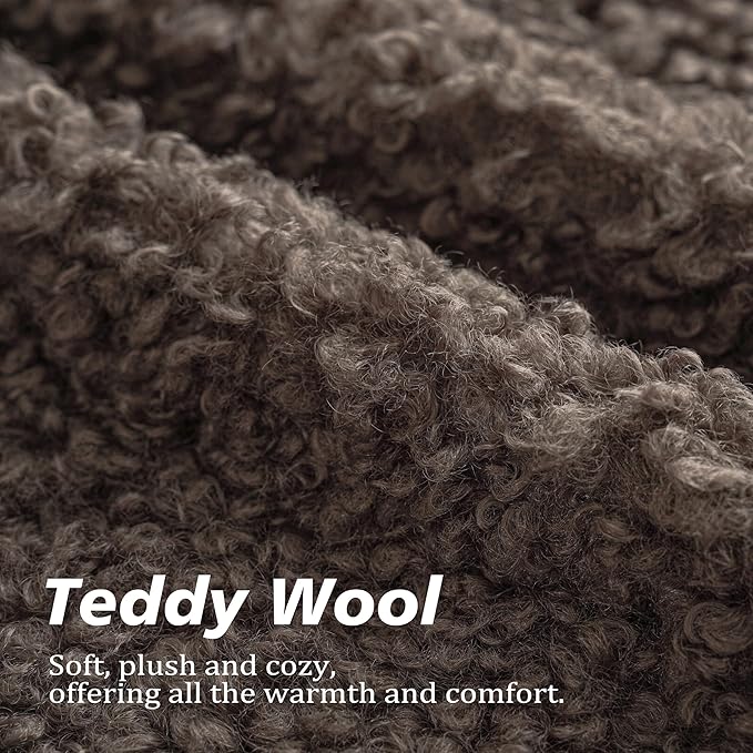 Foindtower Set of 2 Curly Teddy Wool Pillow Covers Decorative Boucle Textured - Image 2