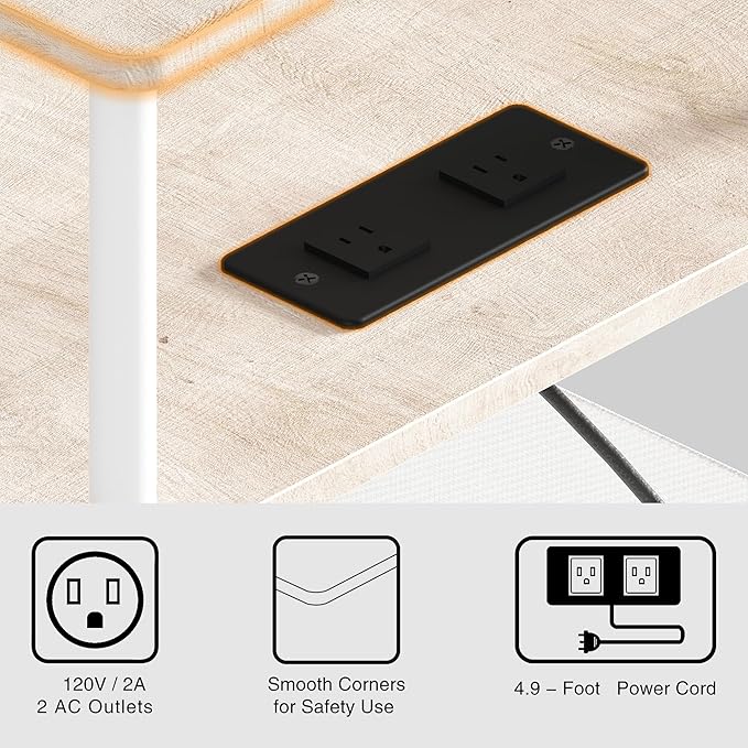 Small Side Table with Charging Station, Slim Nightstand with Outlet, Sofa - Image 7