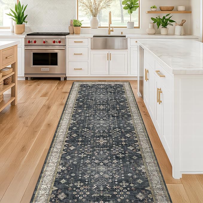 Black Washable Long Runners for Hallways, Entryway Indoor Rug, Non Slip Rubber - Image 3