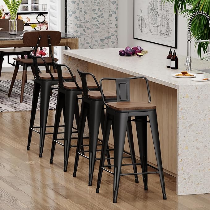 Yongchuang 24" Metal Barstools Set of 4 Counter Bar Stools - Image 5