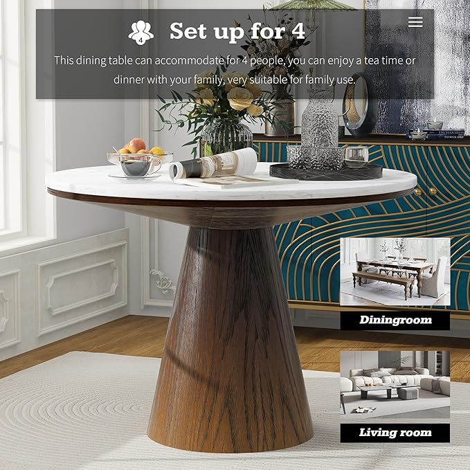 ERYE Contemporary Wooden Round Dining Table, More Decorative Rubber Wood - Image 8