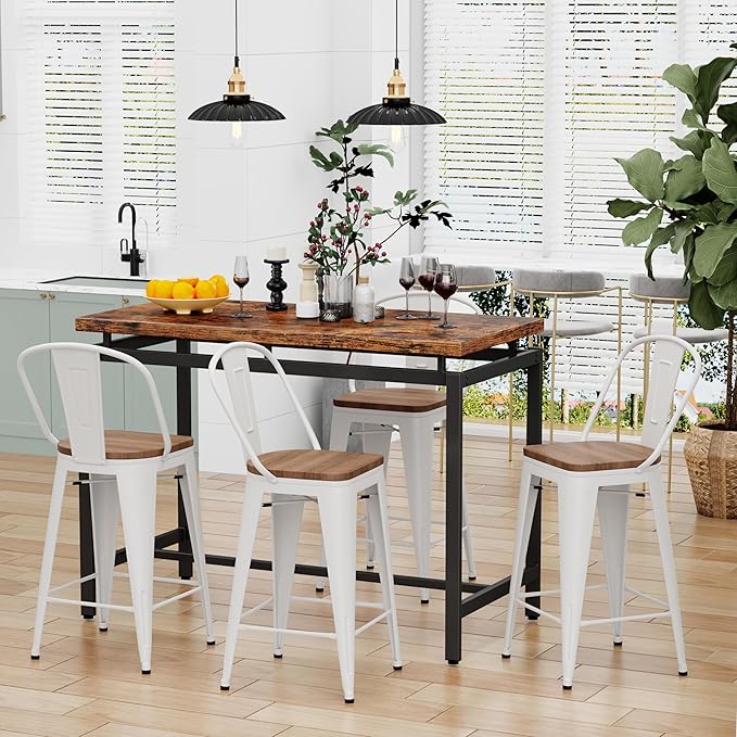 Changjie Furniture 30 Inches Metal Barstools Set of 4 Counter Height Bar Stools - Image 7