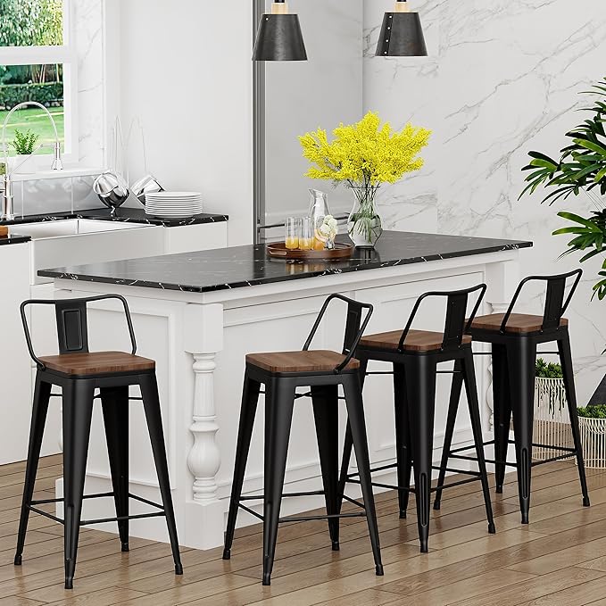 Yongchuang 26 inch Bar Stools Set of 4 Kitchen Counter Height Barstools - Image 2