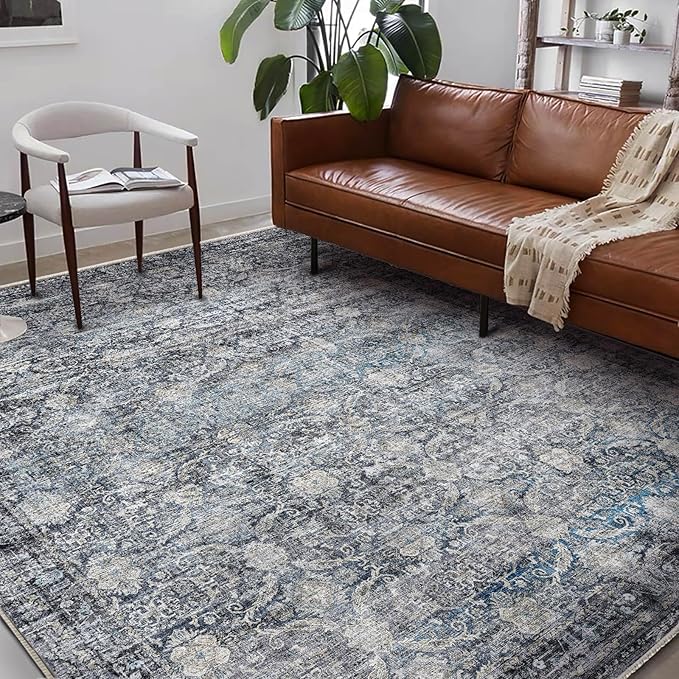 Washable Area Rug 8'x10' Boho Design Non-Shedding Non-Slip Easy Care Ideal - Image 2