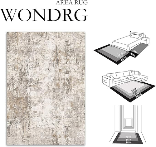 2x10 Washable Runner Rug Brown Grey Neutral Abstract Hallway Kitchen Living - Image 2